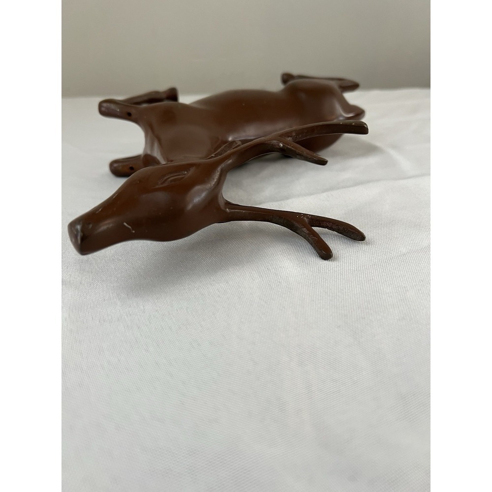 Vintage Cast Metal Reindeer Figurine Mid Century Style Deer Sculpture Brown - Picture 6 of 16